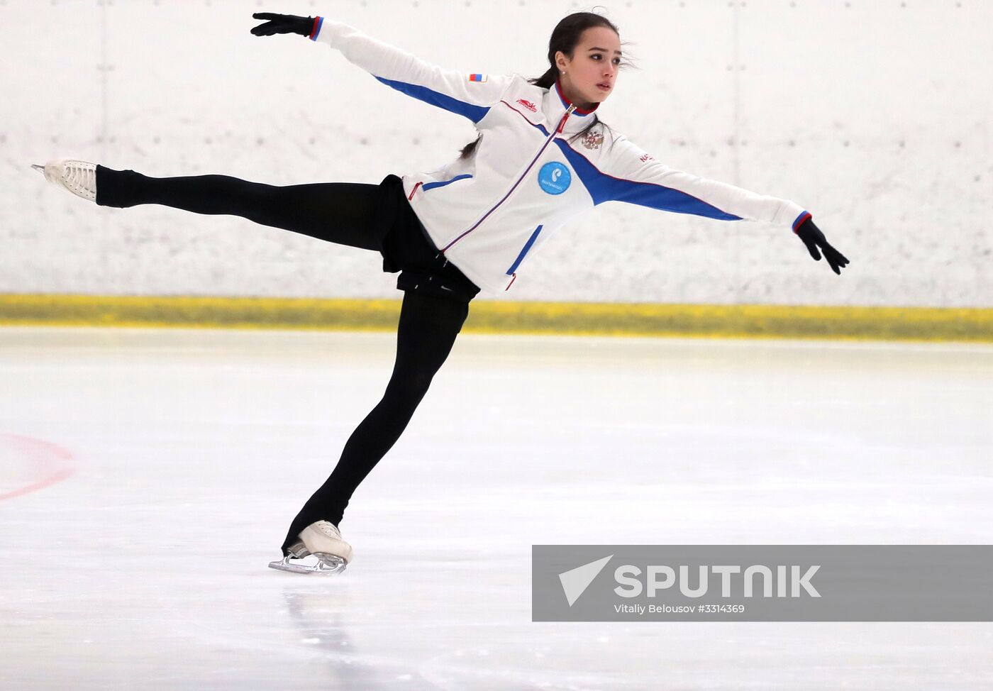 Figure skater Alina Zagitova during training