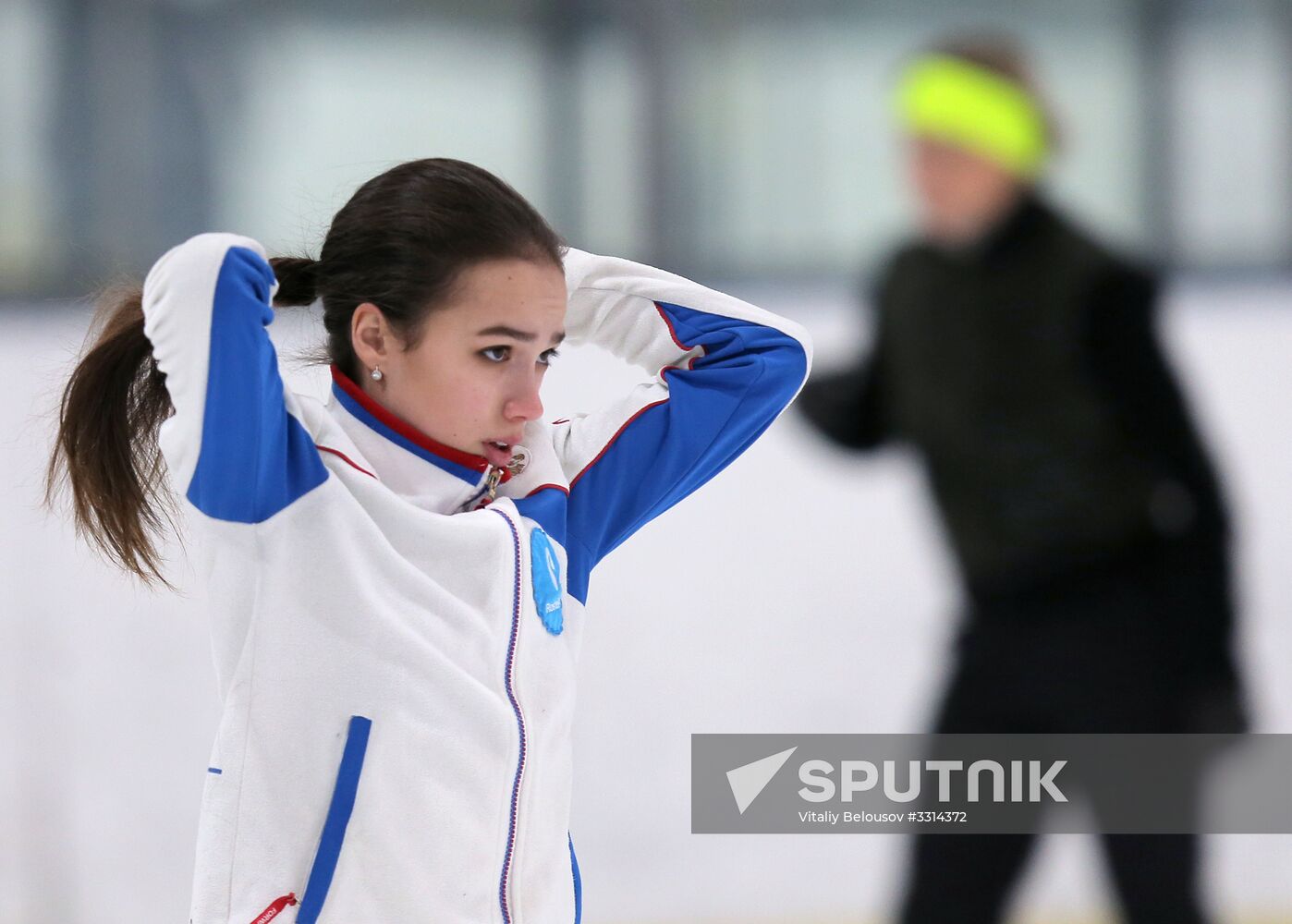 Figure skater Alina Zagitova during training