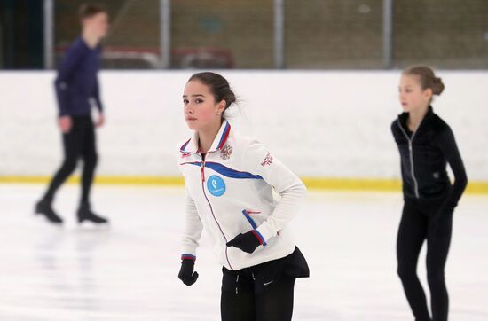 Figure skater Alina Zagitova during training