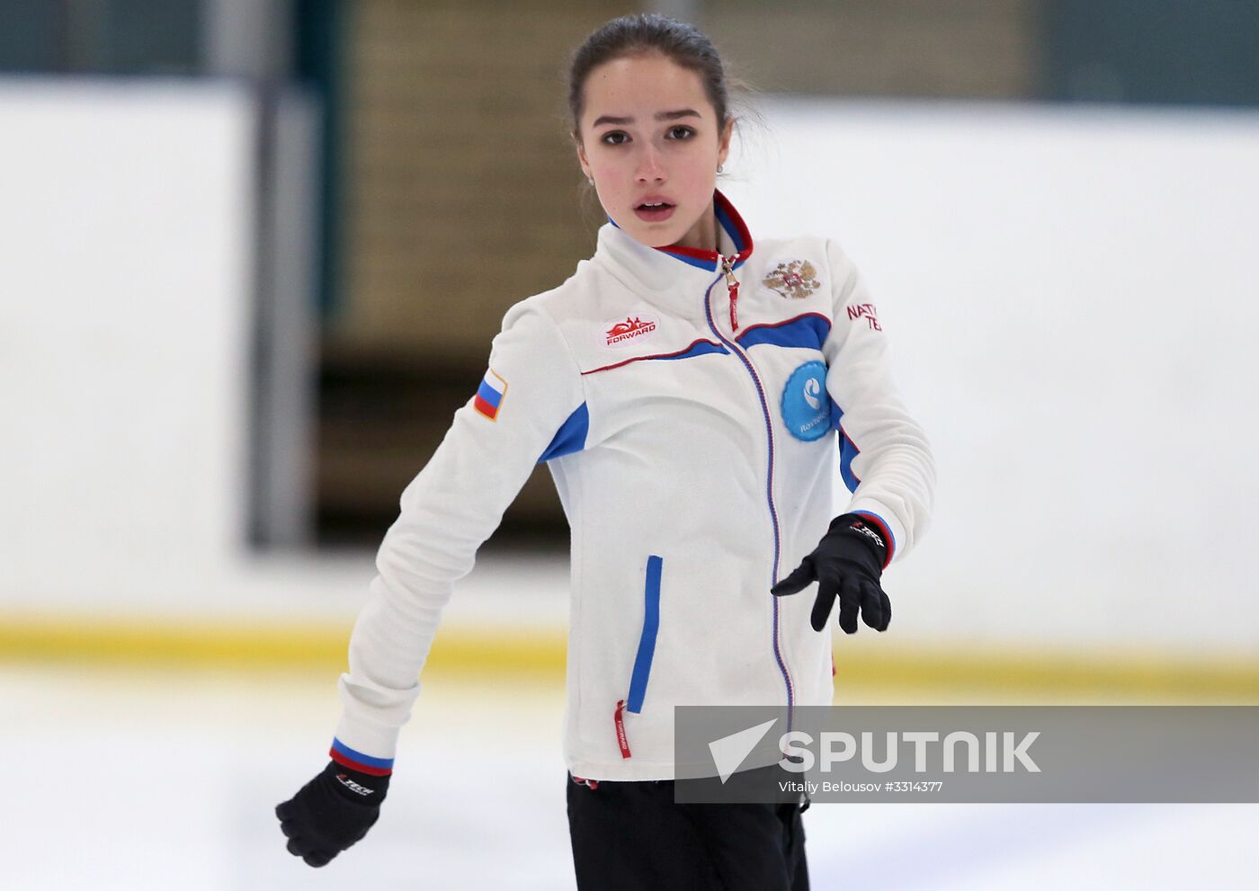 Figure skater Alina Zagitova during training