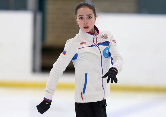 Figure skater Alina Zagitova during training