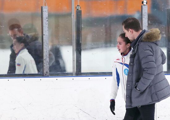 Figure skater Alina Zagitova during training