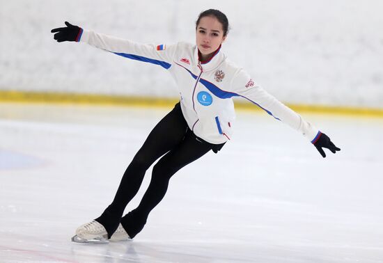Figure skater Alina Zagitova during training