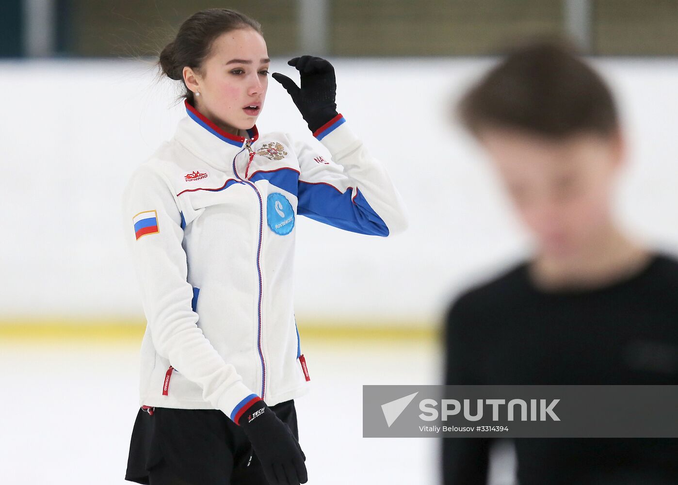 Figure skater Alina Zagitova during training