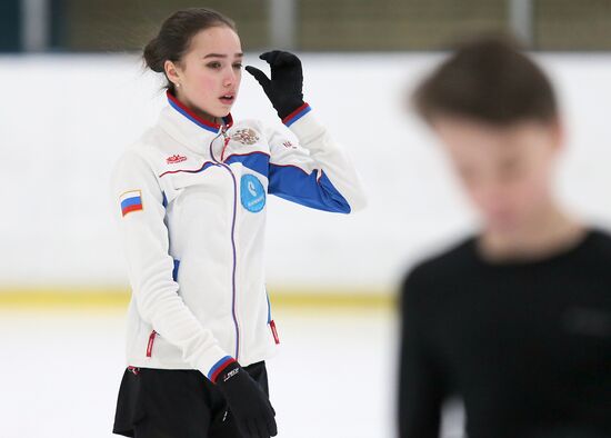 Figure skater Alina Zagitova during training