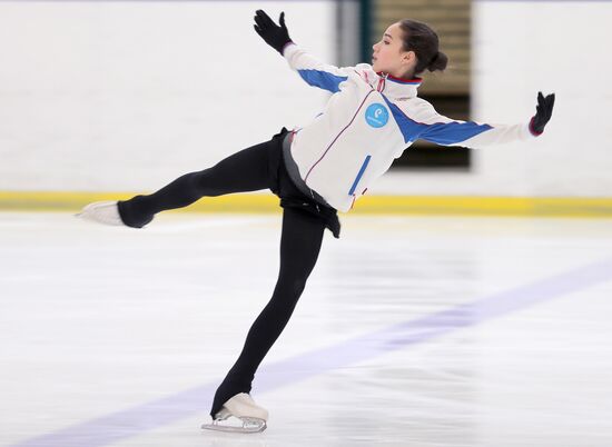 Figure skater Alina Zagitova during training