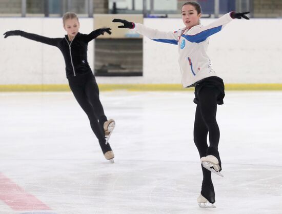 Figure skater Alina Zagitova during training