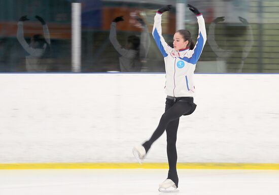 Figure skater Alina Zagitova during training