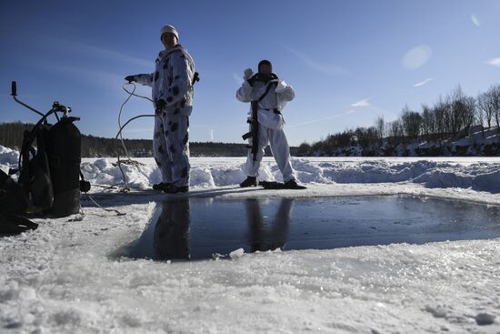 Divers of National Guard's special task force unit in combat training
