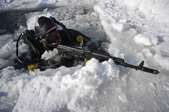 Divers of National Guard's special task force unit in combat training