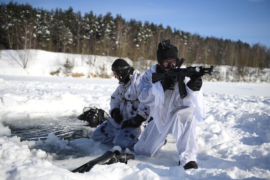 Divers of National Guard's special task force unit in combat training