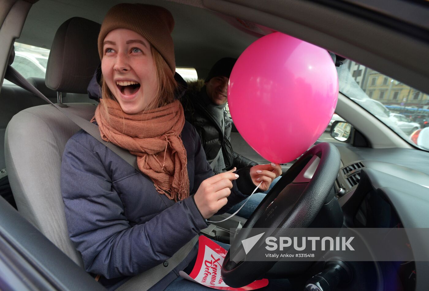 Police congratulates women drivers on International Women's Day in Vladivostok