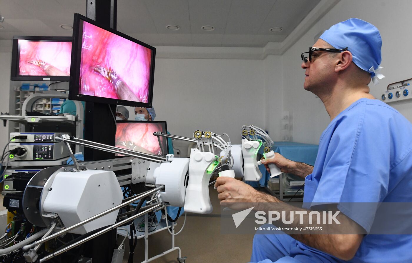 Russian surgical robot performs test surgery on swine in Penza