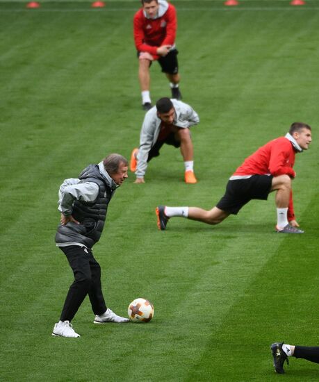 Football. UEFA Europa League. FC Lokomotiv's training session