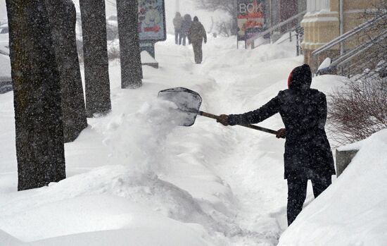 Snowfall in Vladivostok