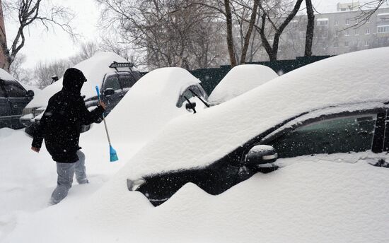 Snowfall in Vladivostok