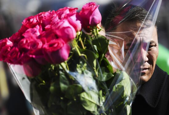 Flower sale on International Women's Day