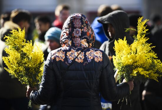 Flower sale on International Women's Day