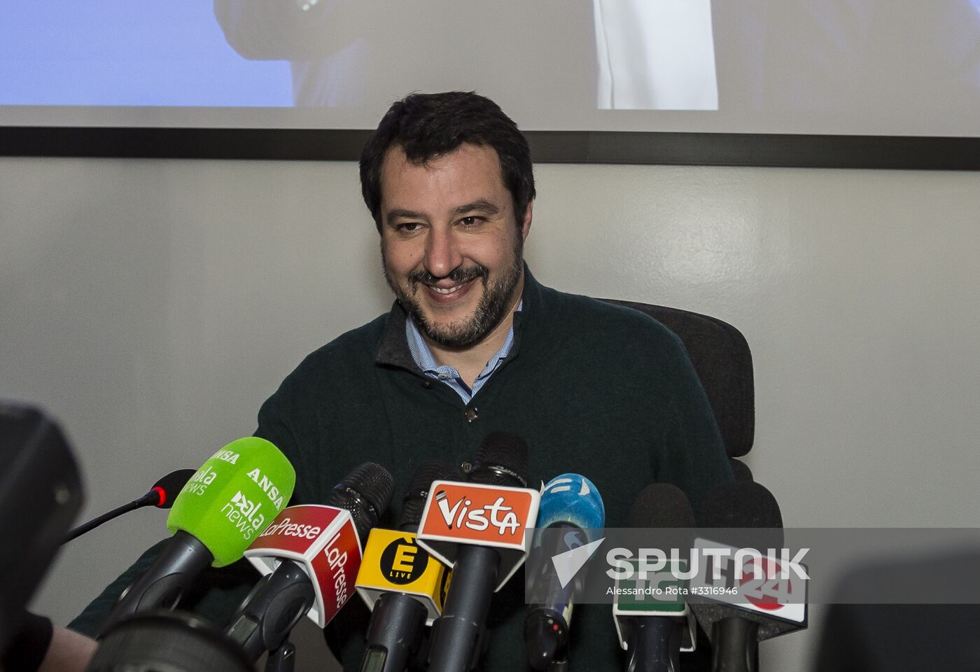 News conference by leader of Italian political party Lega Nord Matteo Salvini