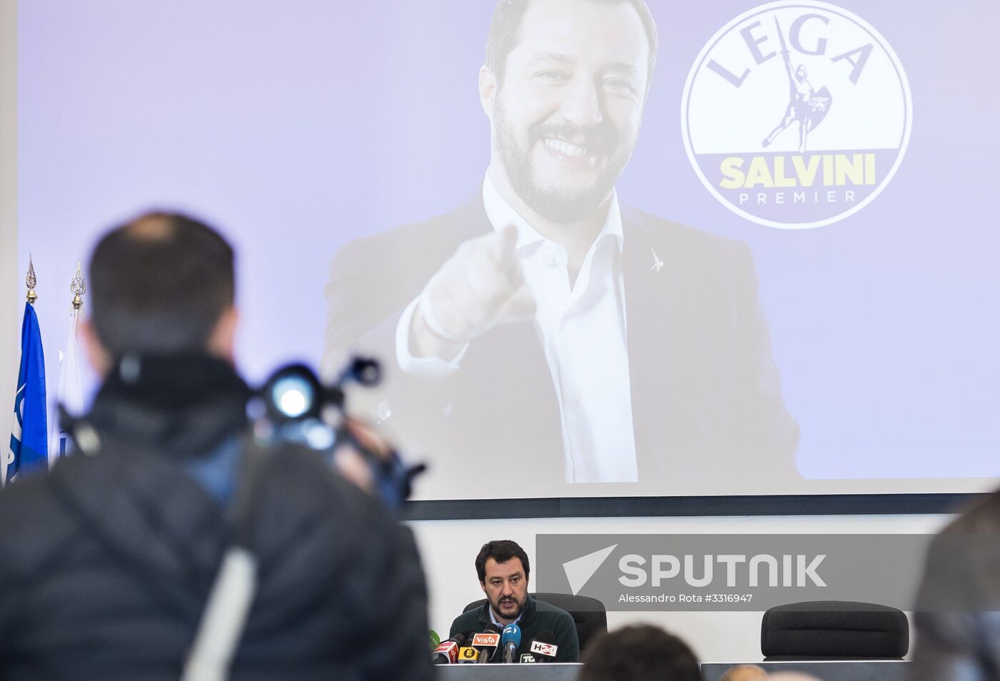 News conference by leader of Italian political party Lega Nord Matteo Salvini