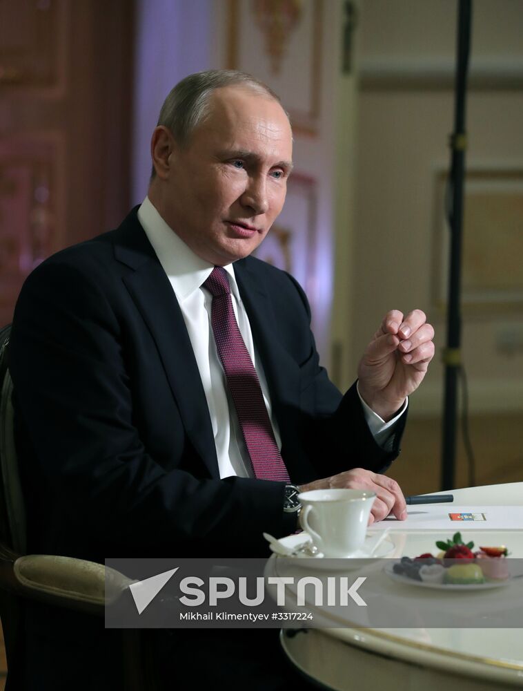 President Vladimir Putin gives an interview to NBC network