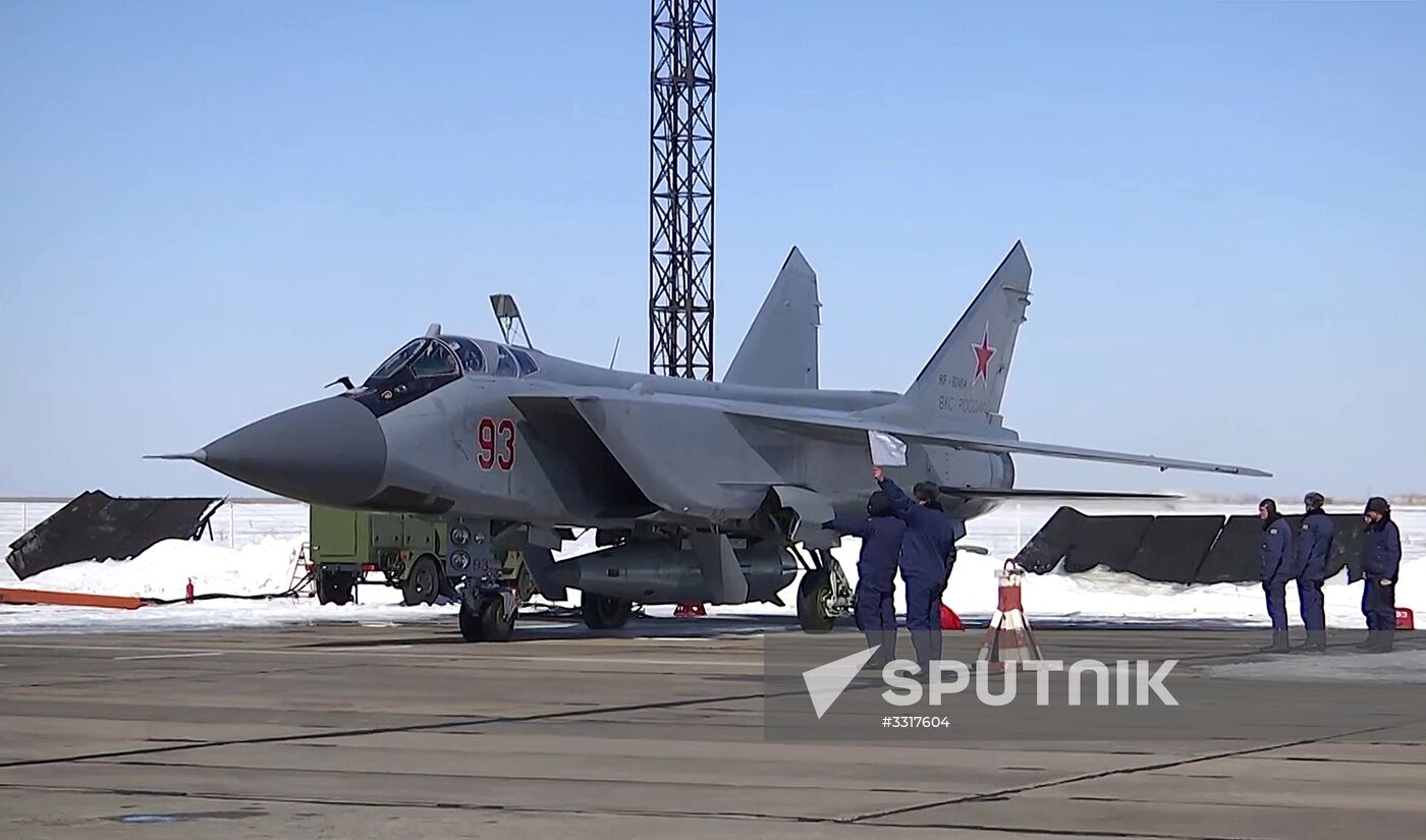 Russian Aerospace Forces MiG-31 conducts simulated firing of Kinzhal hypersonic missile