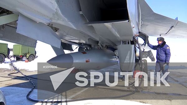 Russian Aerospace Forces MiG-31 conducts simulated firing of Kinzhal hypersonic missile