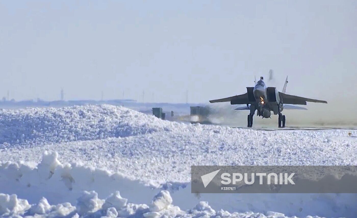 Russian Aerospace Forces MiG-31 conducts simulated firing of Kinzhal hypersonic missile