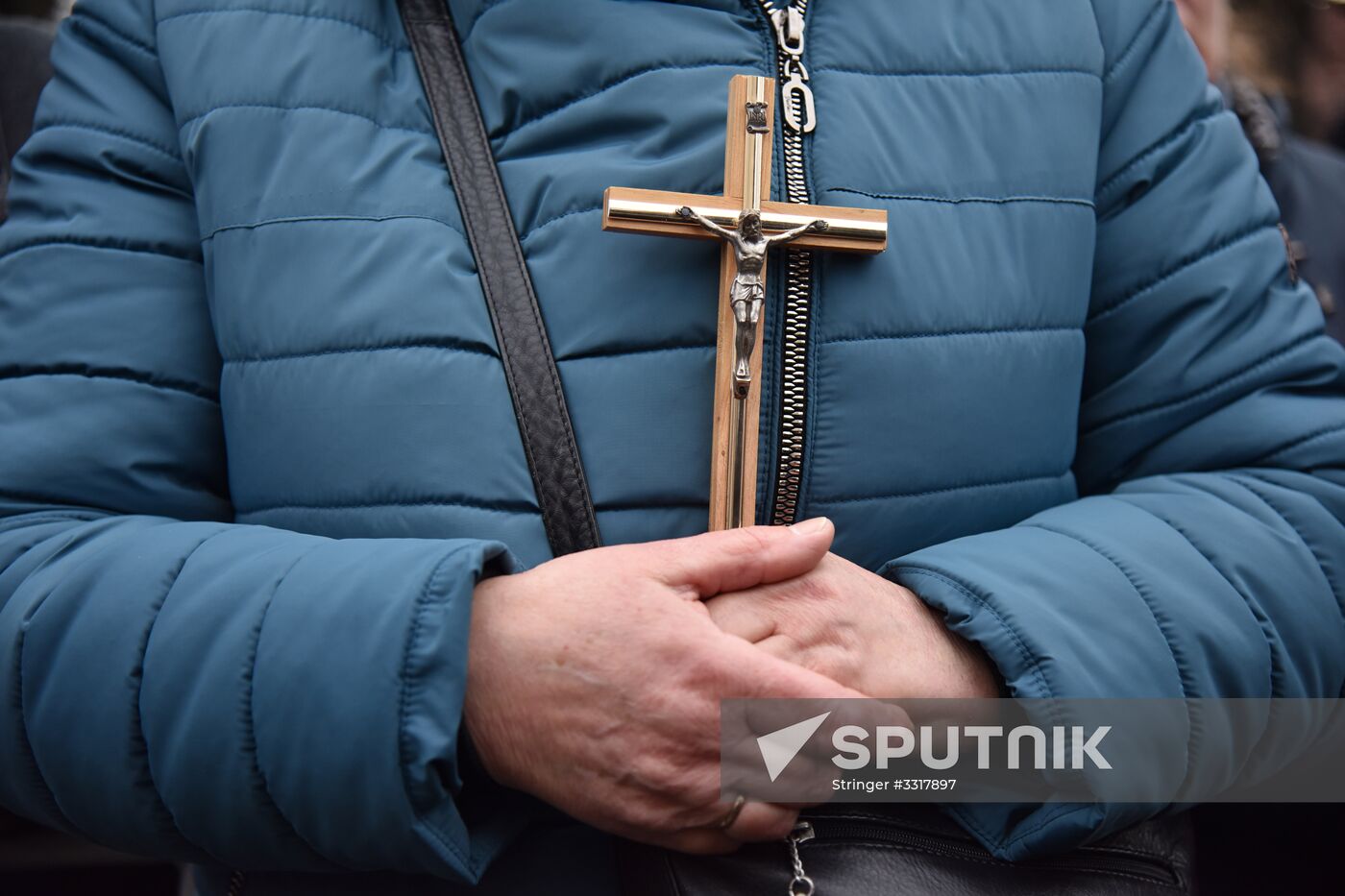 Cross procession in honor of Catholic Easter in Lviv
