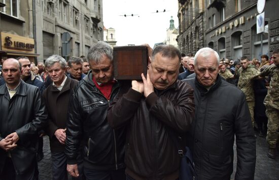 Cross procession in honor of Catholic Easter in Lviv