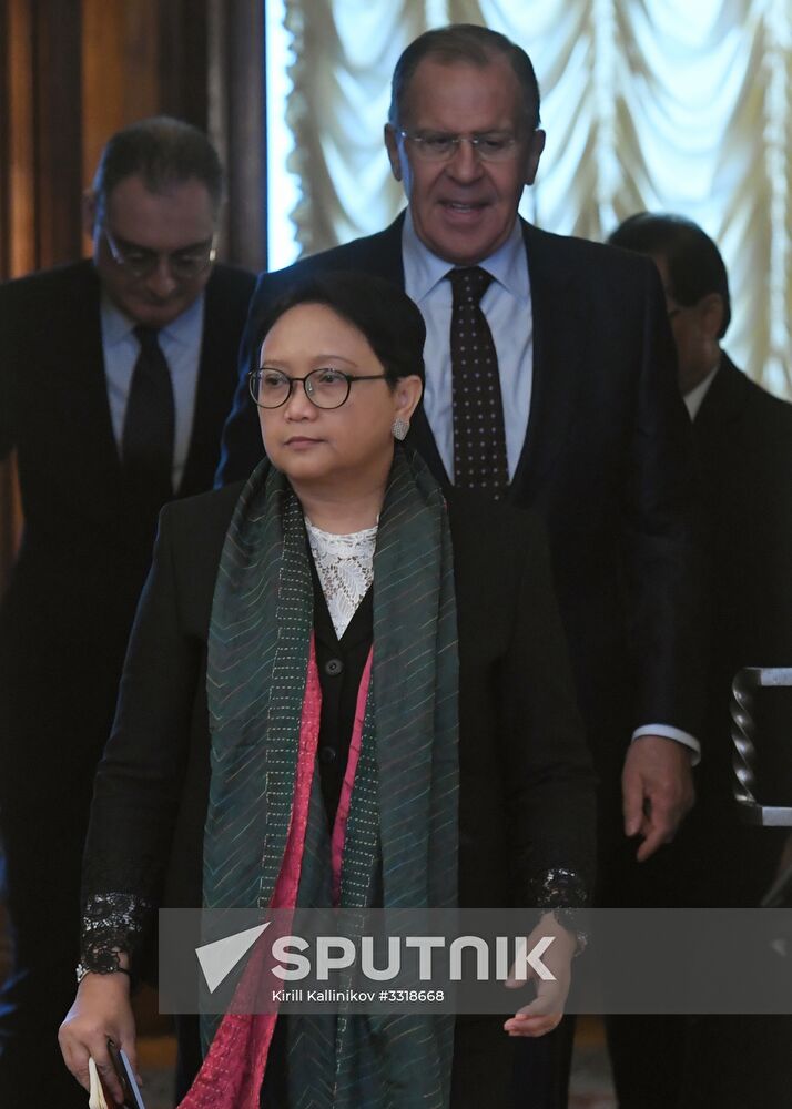 Russian Foreign Minister Sergei Lavrov meets with Indonesian Foreign Minister Retno Marsudi