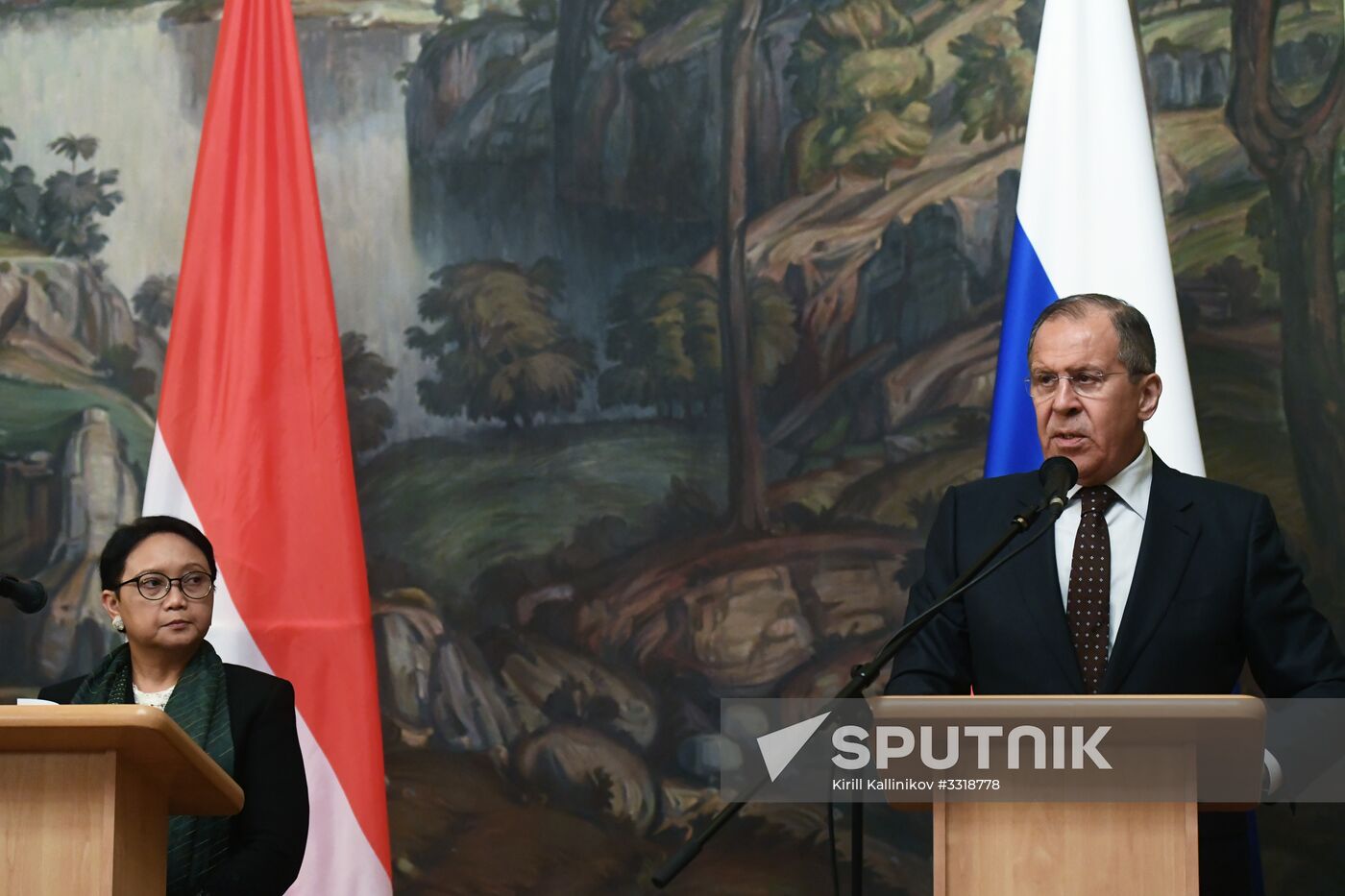 Russian Foreign Minister Sergei Lavrov meets with Indonesian Foreign Minister Retno Marsudi