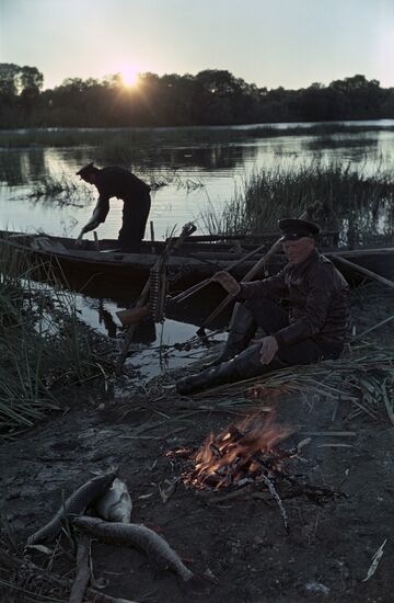Fishing in Volga estuary