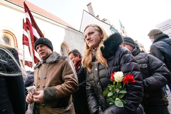 March of former Latvian Waffen SS legionaries in Riga