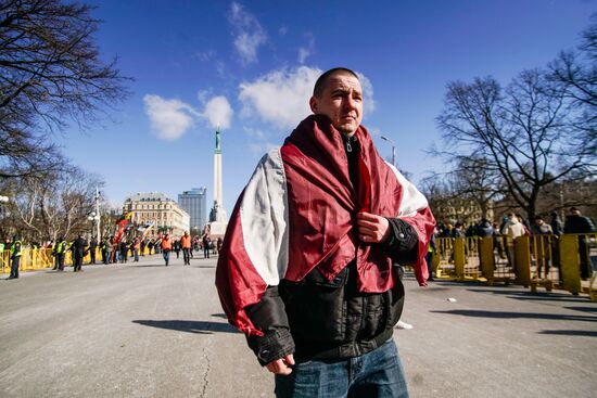 March of former Latvian Waffen SS legionaries in Riga