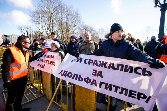March of former Latvian Waffen SS legionaries in Riga