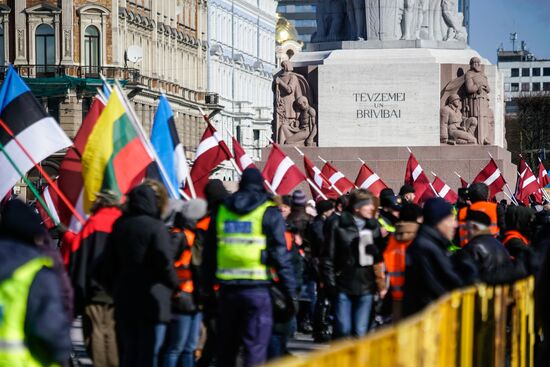 March of former Latvian Waffen SS legionaries in Riga