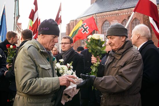 March of former Latvian Waffen SS legionaries in Riga