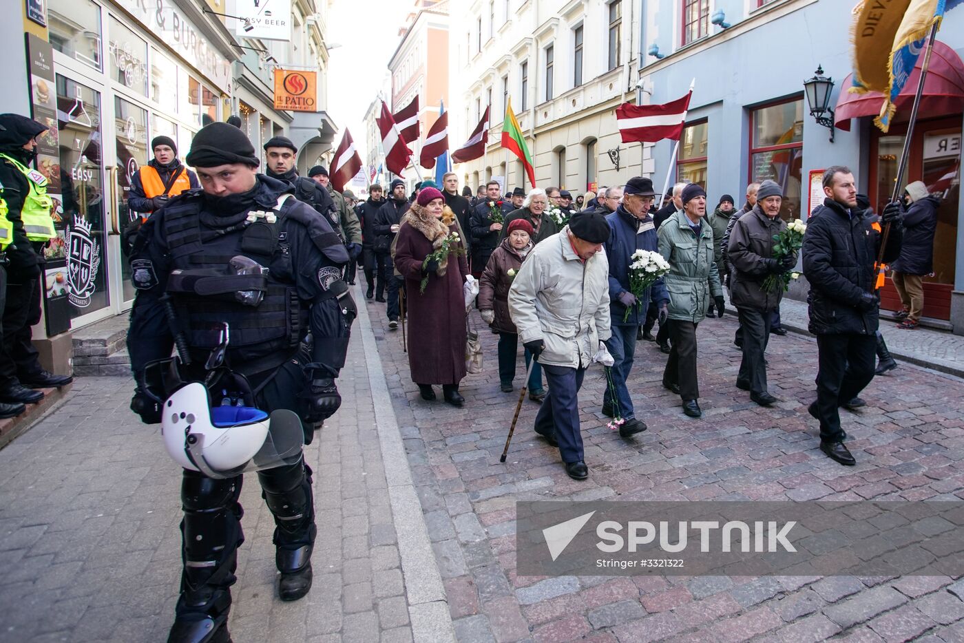 March of former Latvian Waffen SS legionaries in Riga