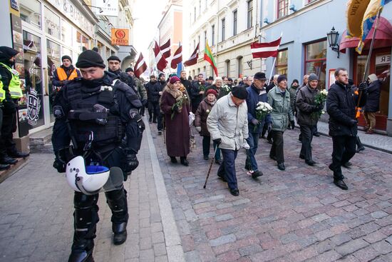 March of former Latvian Waffen SS legionaries in Riga