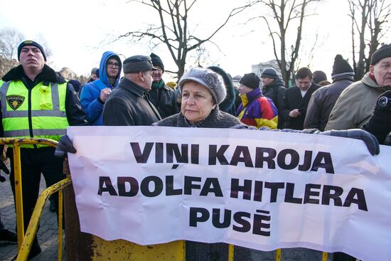 March of former Latvian Waffen SS legionaries in Riga