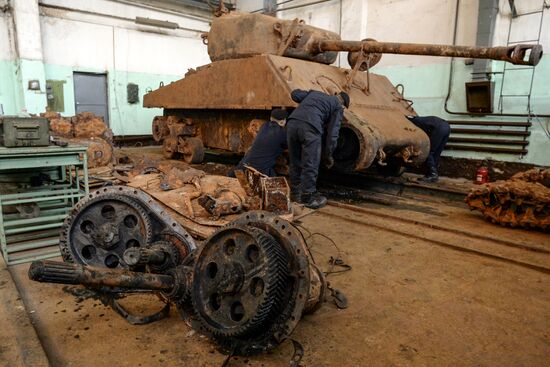 Sherman tank restored in Leningrad region