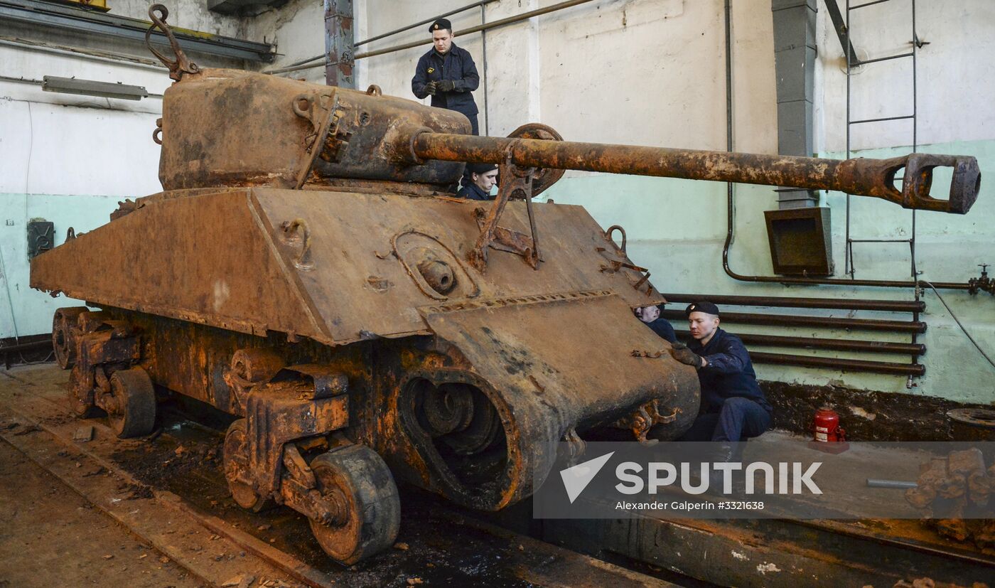 Sherman tank restored in Leningrad region