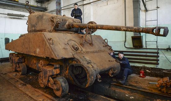 Sherman tank restored in Leningrad region