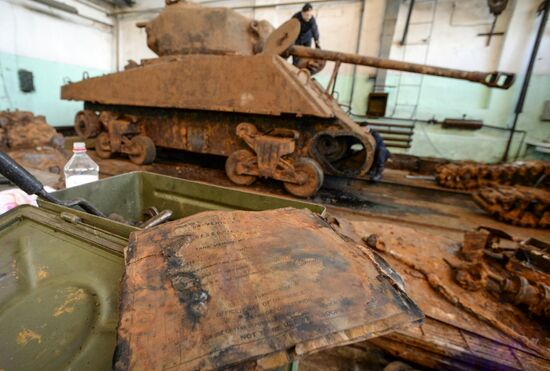 Sherman tank restored in Leningrad region