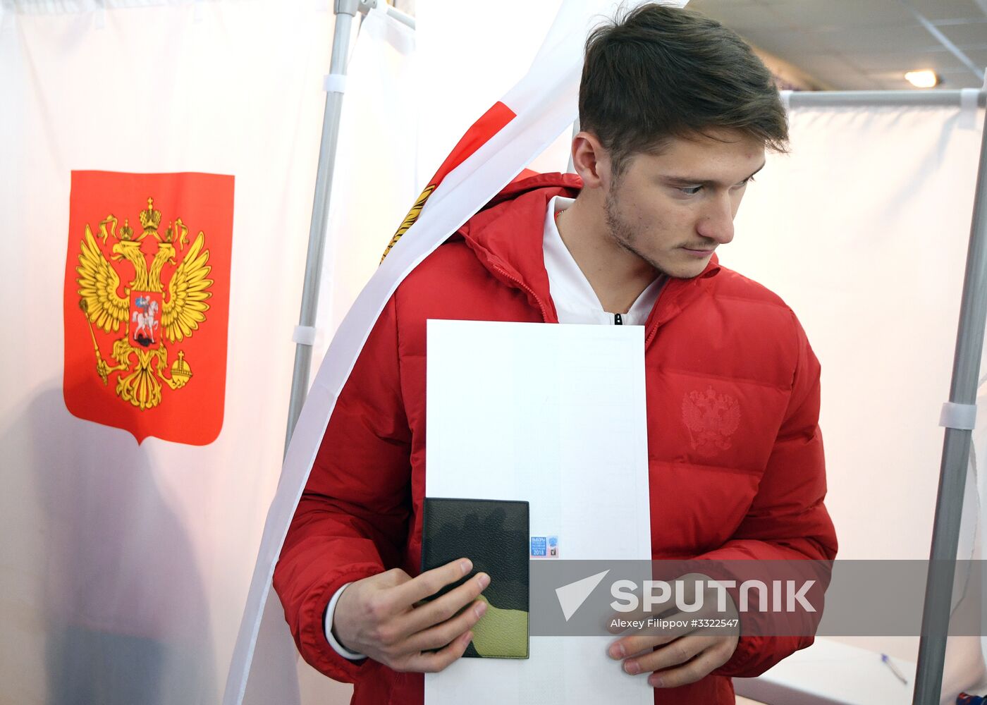 Members of Russian national football team vote at Russian presidential election