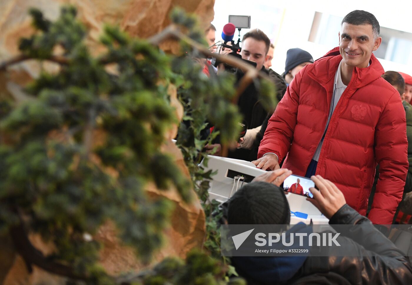 Members of Russian national football team vote at Russian presidential election