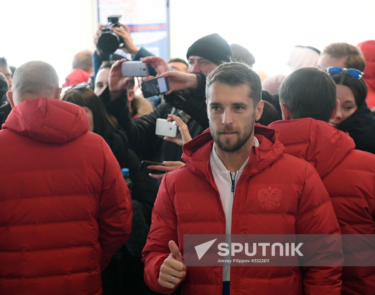 Members of Russian national football team vote at Russian presidential election