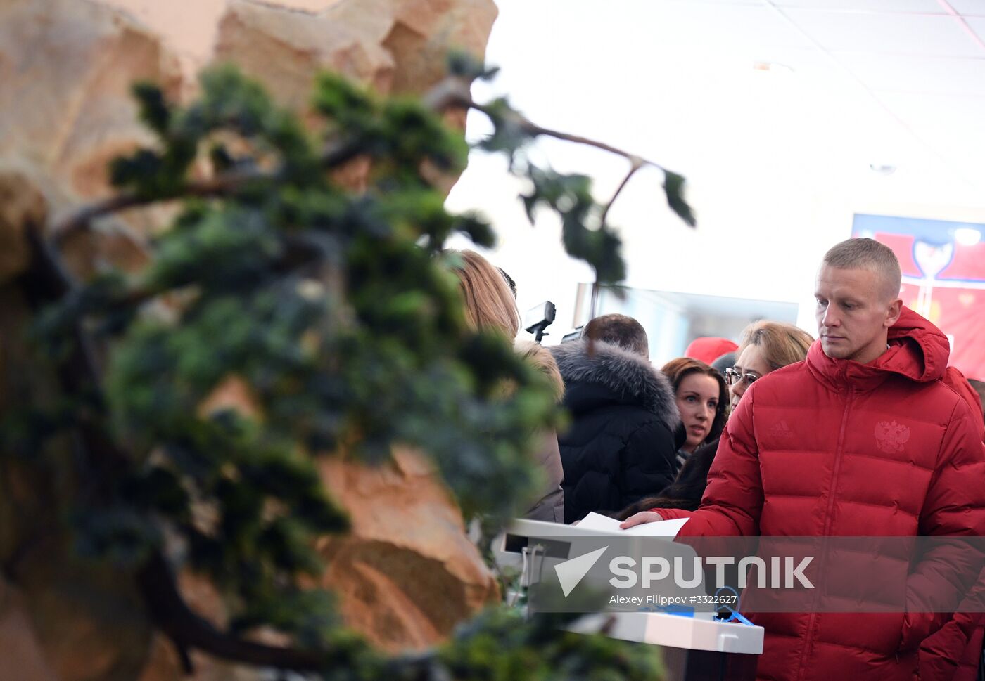 Members of Russian national football team vote at Russian presidential election