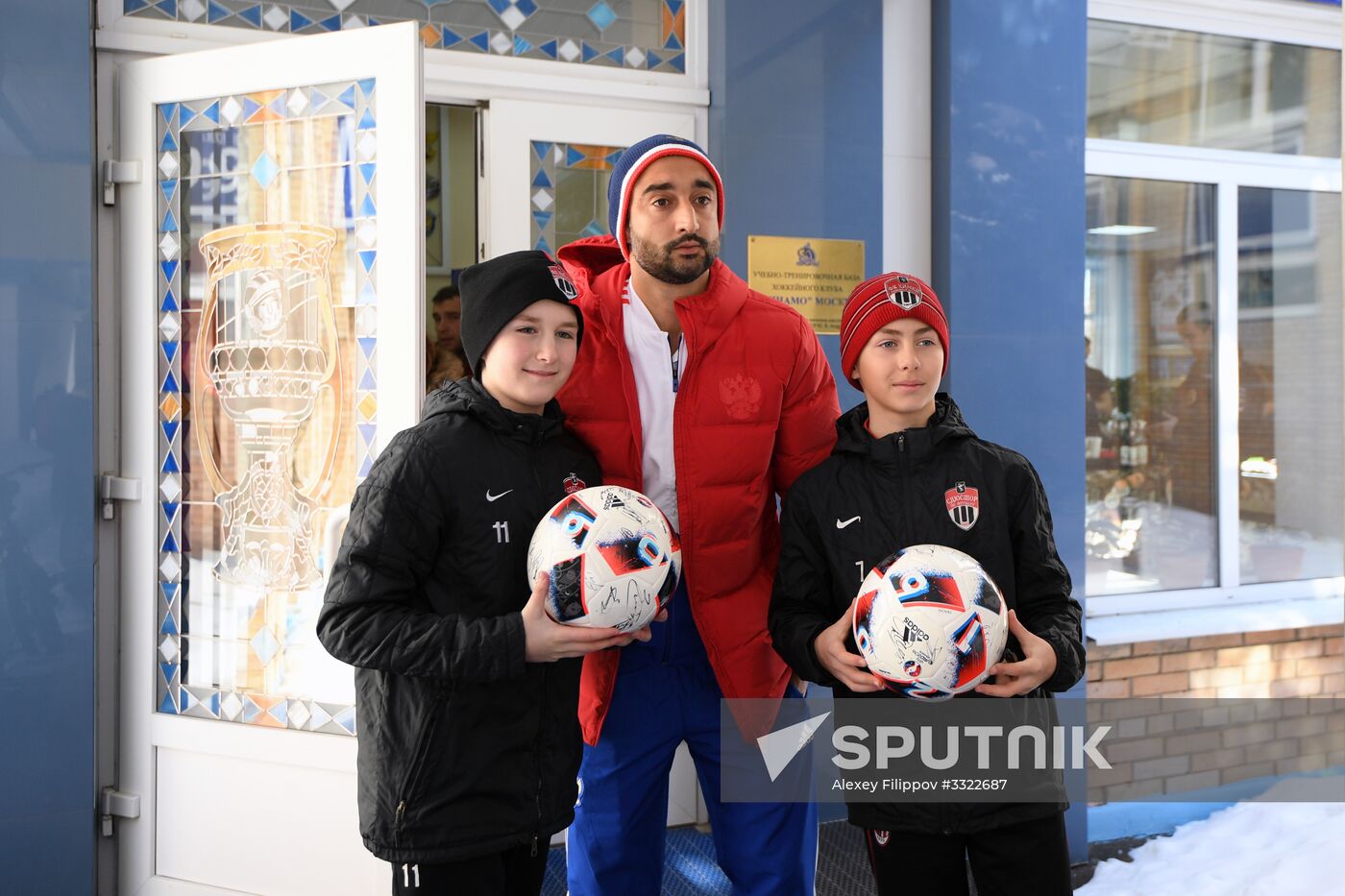 Members of Russian national football team vote at Russian presidential election